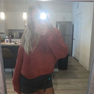 Red/pink crop sweater